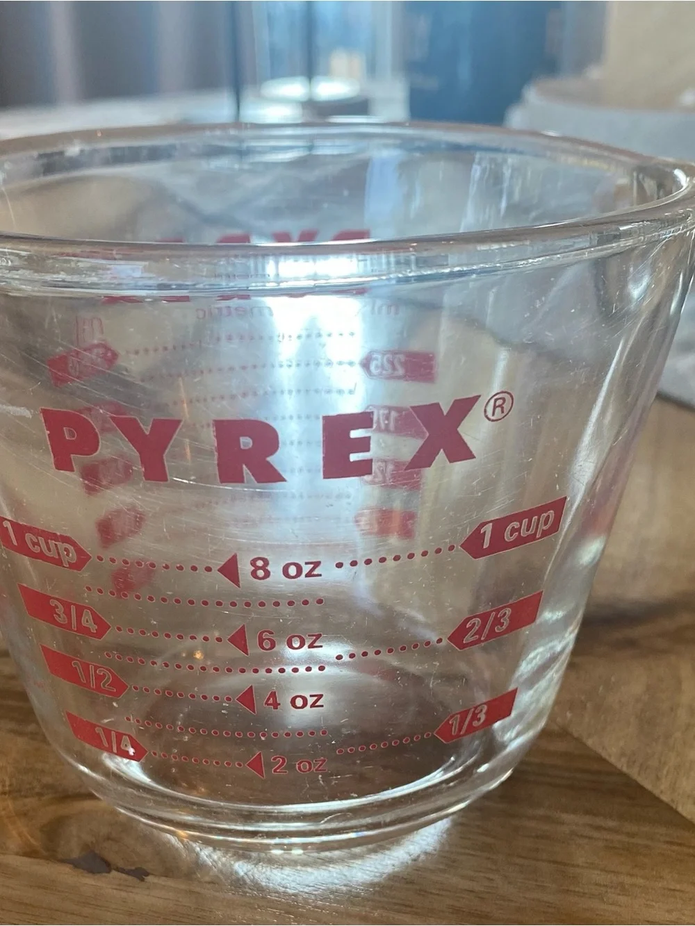 Vintage PYREX 1 Cup Clear Glass Liquid Measuring Cup, Made in USA